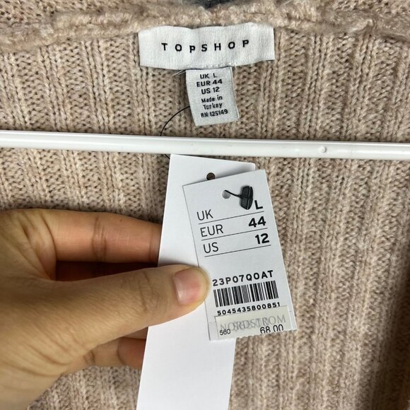 NWT Topshop Womens Ribbed Open Front Cozy Casual Cardigan Sweater Size 12 - Picture 8 of 8